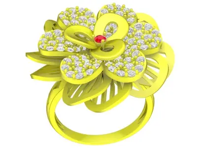 Luxury Floral Diamond Cluster Ring for Women 4467 3D print model