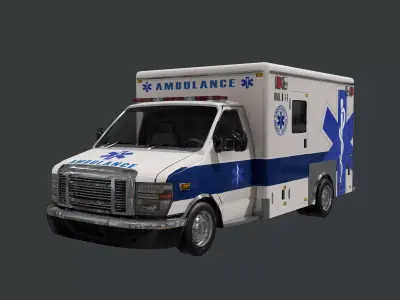 Vehicle Ambulance Rescue Truck Game Ready 03 Low-poly 3D model
