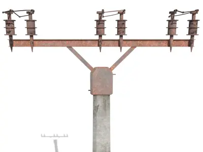 Electricity Pole 2 Weathered 3D model