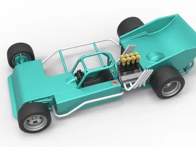 Supermodified rear engine race car Scale 1 to 25 3D print model