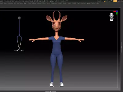 Blue Nurse Antelope - ZBrush Character Basemesh 3D model
