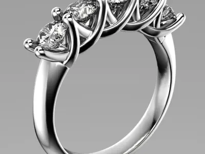 5 Stone Crisscross Claw Setting Ring Equaling 1ct 3D print model