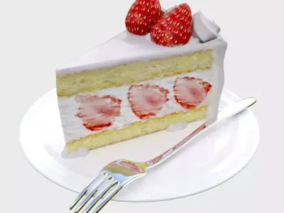 Slice of stawberry cake 3D model