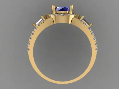 Blue Sapphire With Diamond Women 3D Ring Print Model 3D print model