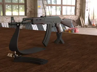 Russian AK-47 Assault Rifle Low-poly 3D model