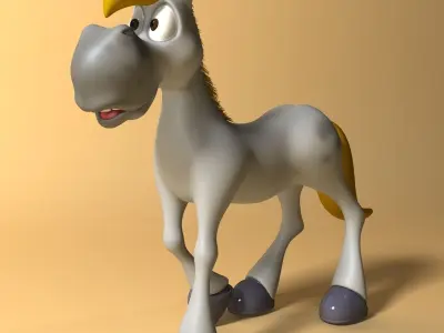 Cartoon Horse Rigged and Animated Low-poly 3D model