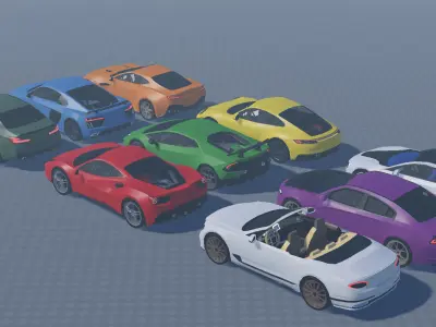 Sport Car Pack  Low-poly 3D model