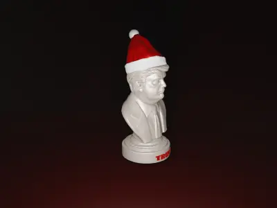 Trump Bust with Santa Hat 3D Printing  Holiday Decoration 3D print model