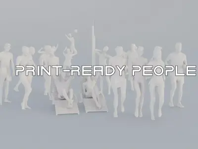 01 CROWDS BEACH SPORT SITTING PEOPLE SCANS MAN WOMAN 3D print model