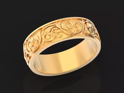 wedding ring with a pattern 1110 3D print model