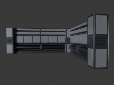 Modular Sci Fi Wall and Pillar Low-poly 3D model