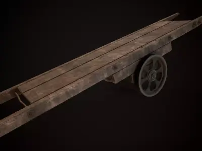 Wooden Hath Gadi Low-poly 3D model