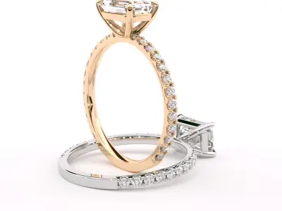 1 Ct Emerald Engagement Diamond Ring 3D print model