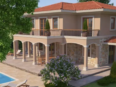 Mediterranean Architectural Style Two Storey Villa 3D model