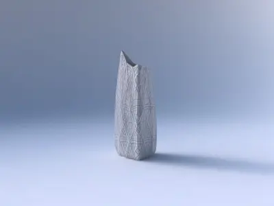 Vase curved tipping triangle 2 with dense mosaic plates 3D print model