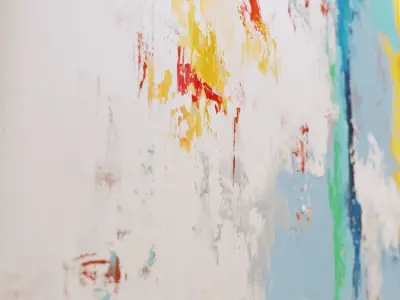 Colorful abstract painting on wooden frame 3D model