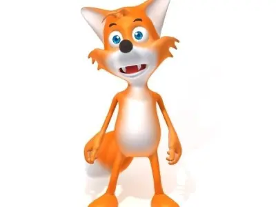 Fox cartoon rigged 3D model