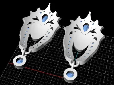 Earrings Head Girl 3D print model