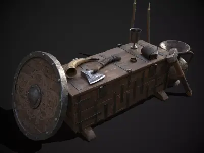 Medieval Props Chest Display 3D Model Collection