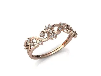 Women Ring Diamond Stone STL 3DM Lightweight Printable 3D print model 74