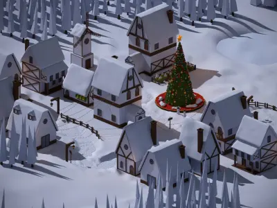 Christmas Town Low-poly 3D model
