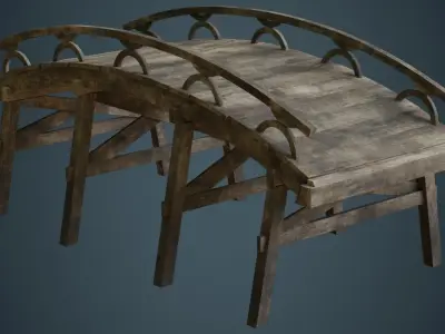 Plank Bridge 1B Low-poly 3D model