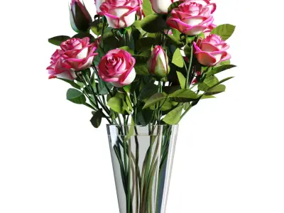 Flower Set 06 - Pink Roses Bouquet 3D model