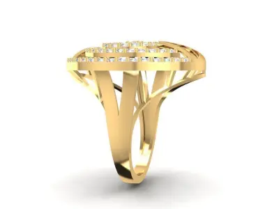 Filigree Spiral Diamond Gold Cocktail Ring 2037 3D print model