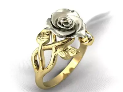 woman ring with rose WR 108 3D print model