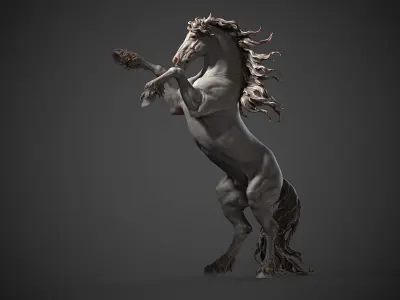 Rearing Friesian horse  - 3D Sculpting 3D print model