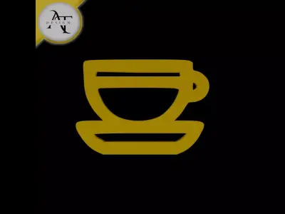 Simple Coffee Cup Symbol - 2D Art Free 3D print model 8