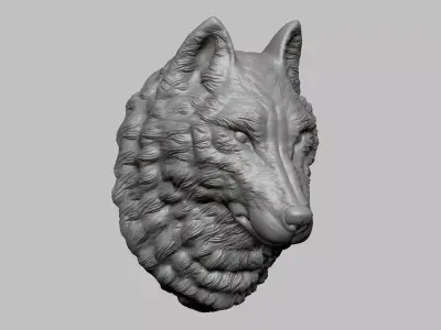 Wolf Head Sculpture 3D print model