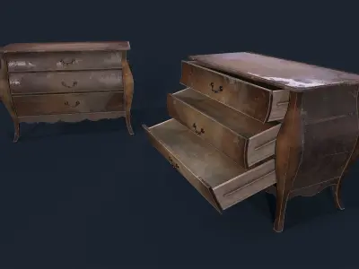 Antiquare small Commode 2 Low-poly 3D model