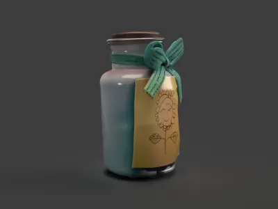Chinese bottle  Low-poly 3D model