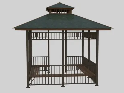 Iron Wood Garden Pergola - Gazebo 07 3D model