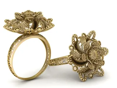 Luxury Flower Ring 3d Printable Model  3D print model