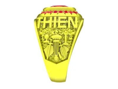A7174 Oval Diamond Signet Ring For Men 3D print model