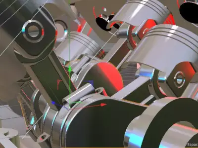 Engaine car v6  in solide works and rendering in cinema 4d 3D model