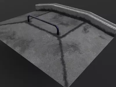 Box Ledge and Rail Pyramid Ramp Free 3D model