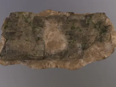 Castle Wall ruin covered with  sand Low-poly 3D model