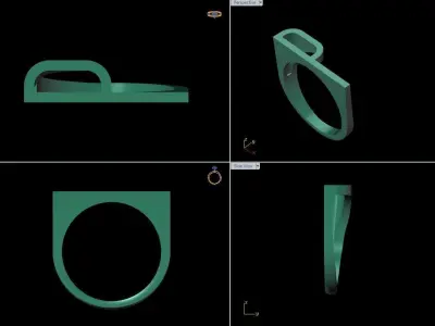 alphabet ring letter P 3D print model