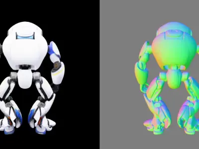 single eye humanoid robot white polish Free low-poly 3D model