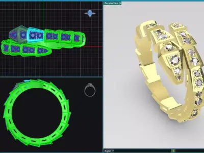 Serpenti ful diamond ring  3D print model