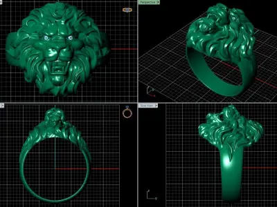Lion Man ring 3D printable for gold and silver 3D print model