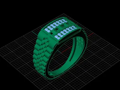 Print Ready STL 3DM  Gents Rings Diamond Men Ring  3D print model