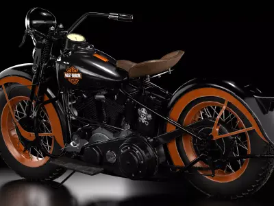 Harley Davidson Knucklehead 1936 Motorcycle Low-poly 3D model