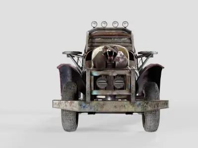 post apocalyptic car the Aspid da1 Low-poly 3D model