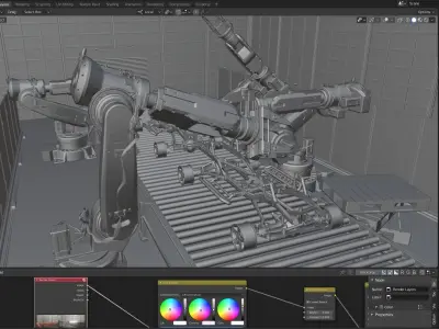 Industrial car manufacturing Low-poly 3D model