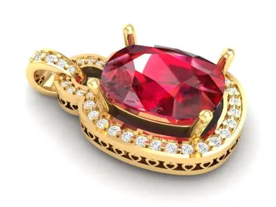 Luxury Oval Gemstone Pendant 3D Model 219 3D print model