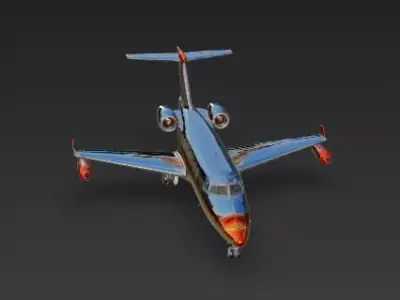 Retro Chrome Executive Jet 3D Model Low-poly 3D model